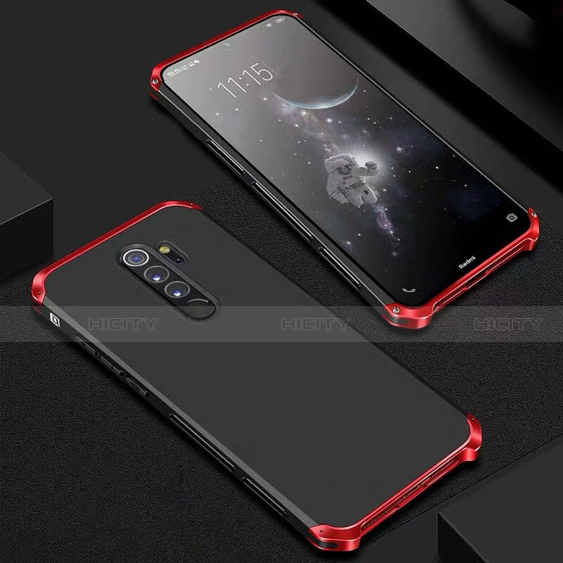 Custodia Lusso Alluminio Cover per Xiaomi Redmi Note 8 Pro Rosso e Nero