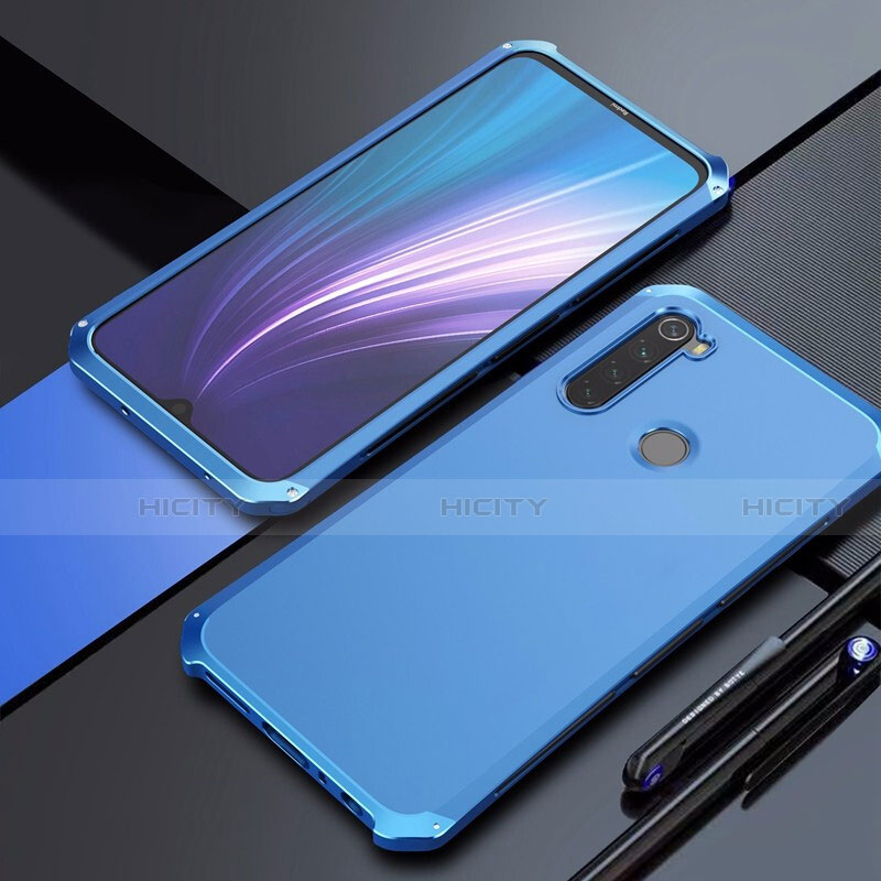 Custodia Lusso Alluminio Cover per Xiaomi Redmi Note 8T Blu