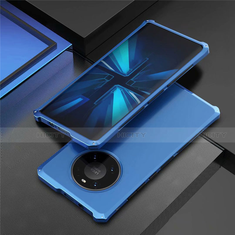 Custodia Lusso Alluminio Cover T01 per Huawei Mate 40 Pro Blu