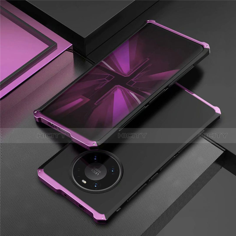 Custodia Lusso Alluminio Cover T01 per Huawei Mate 40 Pro Viola