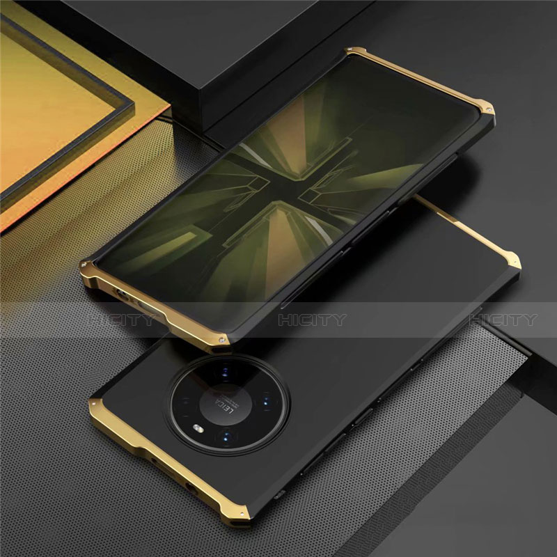 Custodia Lusso Alluminio Cover T01 per Huawei Mate 40E Pro 4G Oro e Nero