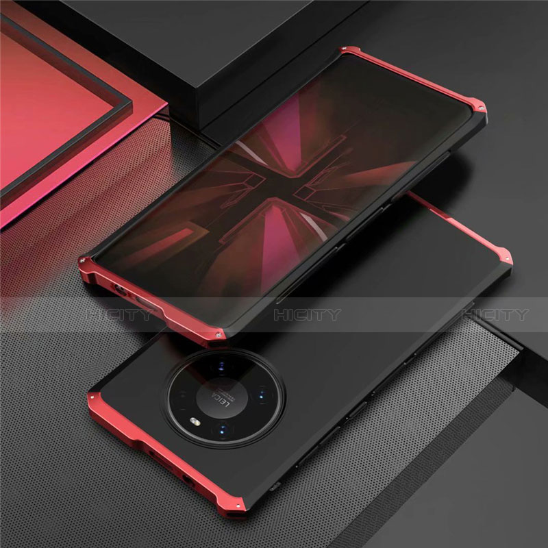 Custodia Lusso Alluminio Cover T01 per Huawei Mate 40E Pro 4G Rosso e Nero