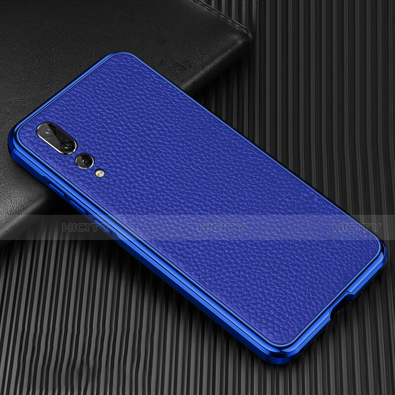 Custodia Lusso Alluminio Cover T01 per Huawei P20 Pro Blu