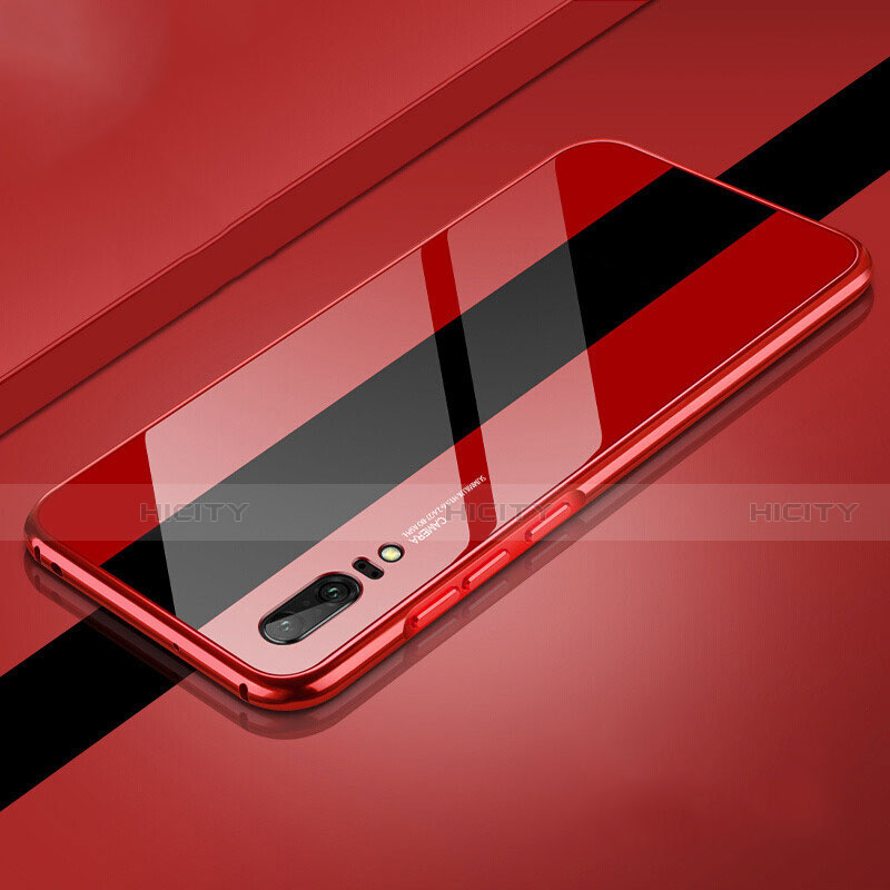 Custodia Lusso Alluminio Cover T01 per Huawei P20 Rosso