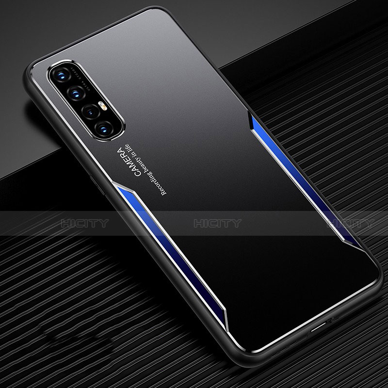 Custodia Lusso Alluminio Cover T01 per Oppo Find X2 Neo Blu