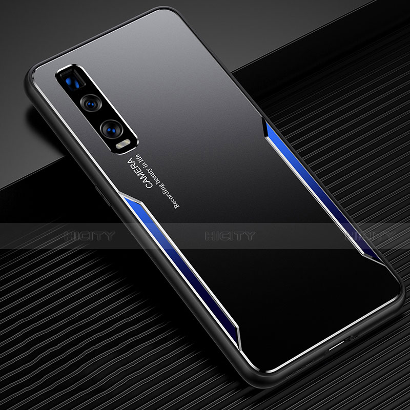 Custodia Lusso Alluminio Cover T01 per Oppo Find X2 Pro Blu