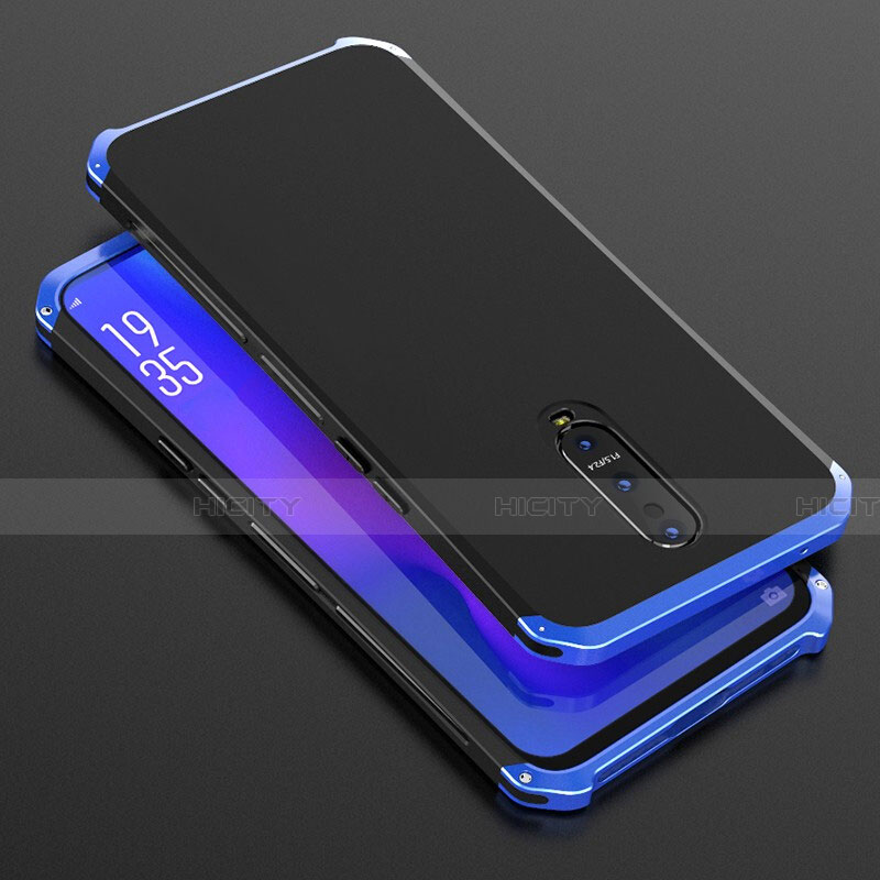 Custodia Lusso Alluminio Cover T01 per Oppo R17 Pro Blu e Nero