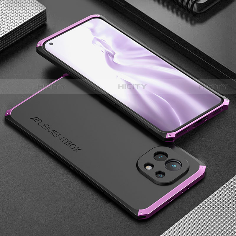 Custodia Lusso Alluminio Cover T01 per Xiaomi Mi 11 Lite 5G NE Viola