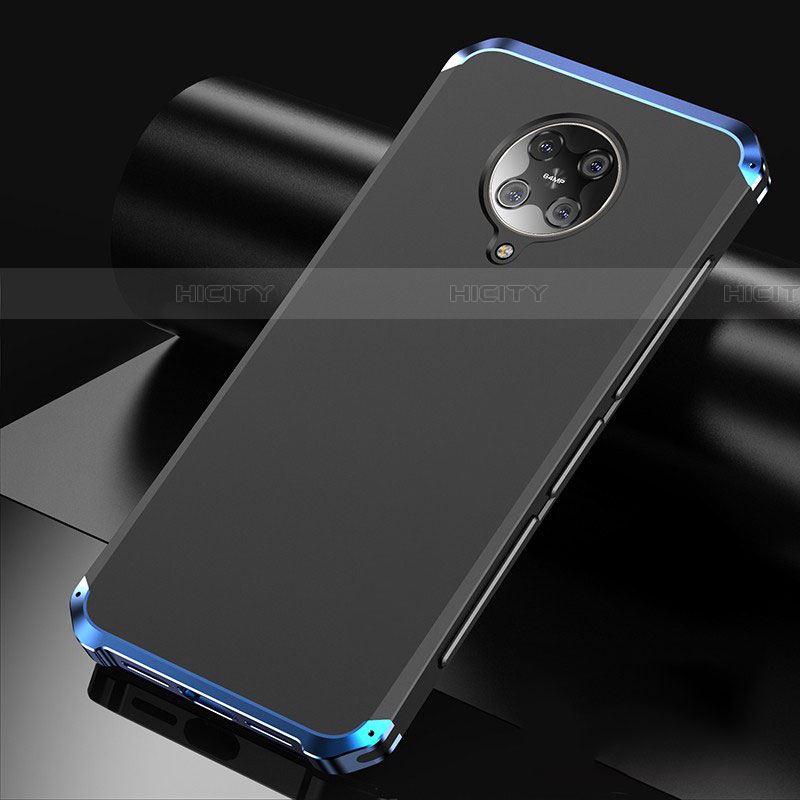 Custodia Lusso Alluminio Cover T01 per Xiaomi Poco F2 Pro Blu e Nero