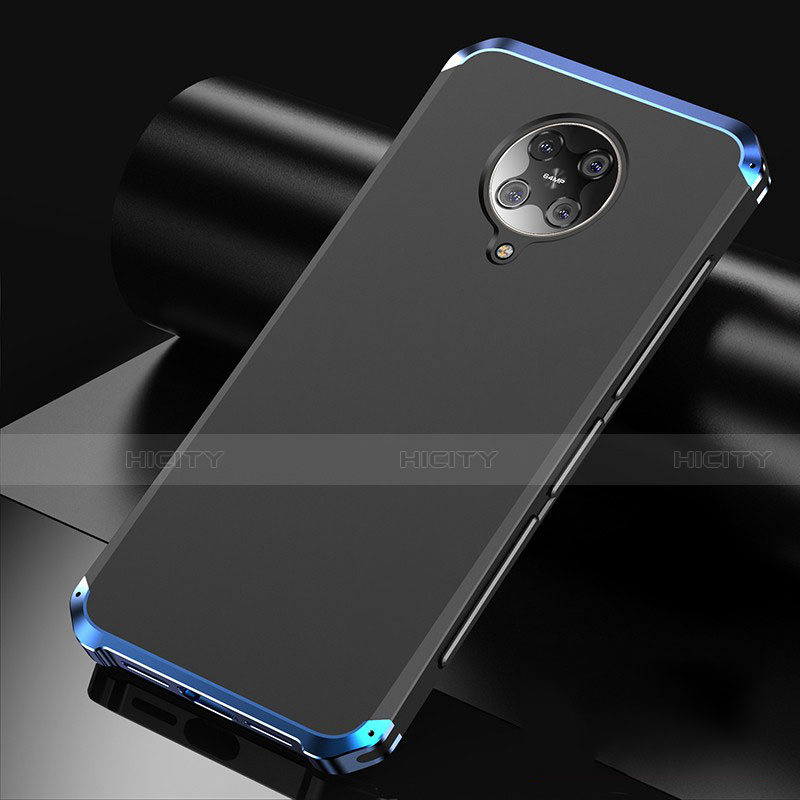 Custodia Lusso Alluminio Cover T01 per Xiaomi Redmi K30 Pro Zoom Blu e Nero