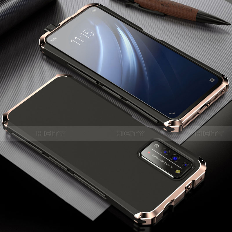 Custodia Lusso Alluminio Cover T02 per Huawei Honor X10 5G Oro e Nero