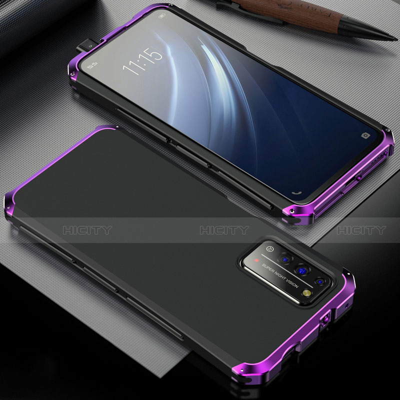 Custodia Lusso Alluminio Cover T02 per Huawei Honor X10 5G Viola