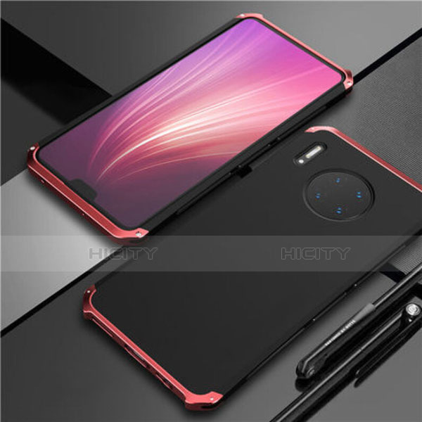 Custodia Lusso Alluminio Cover T02 per Huawei Mate 30 5G Rosso e Nero