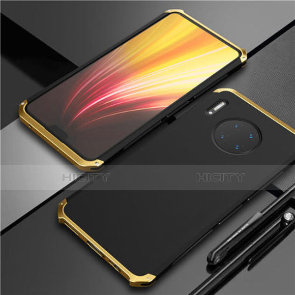 Custodia Lusso Alluminio Cover T02 per Huawei Mate 30 Oro e Nero