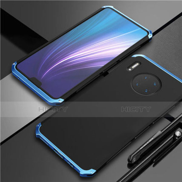 Custodia Lusso Alluminio Cover T02 per Huawei Mate 30E Pro 5G Blu e Nero