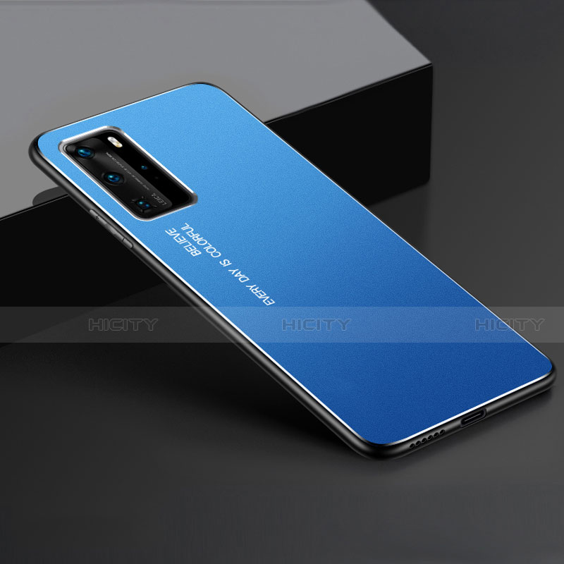 Custodia Lusso Alluminio Cover T02 per Huawei P40 Pro Blu