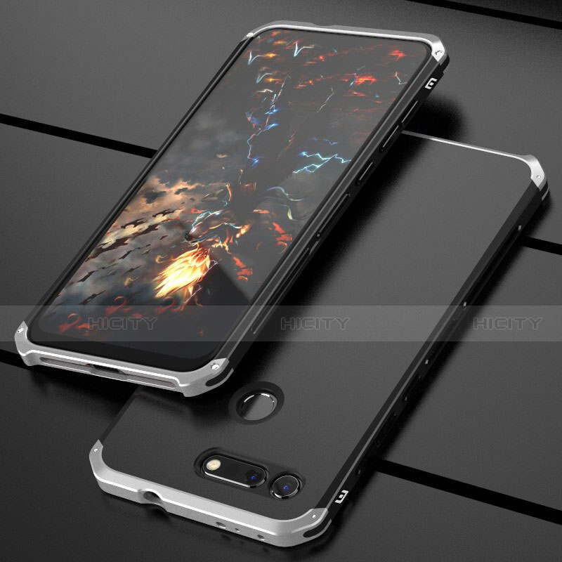 Custodia Lusso Alluminio Cover T03 per Huawei Honor V20 Argento e Nero