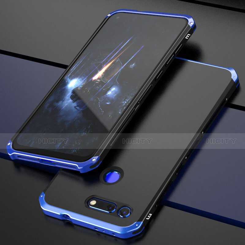 Custodia Lusso Alluminio Cover T03 per Huawei Honor V20 Blu e Nero