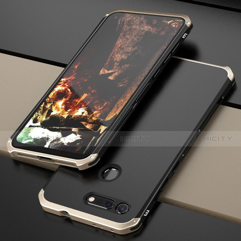 Custodia Lusso Alluminio Cover T03 per Huawei Honor V20 Oro e Nero