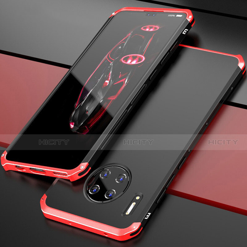 Custodia Lusso Alluminio Cover T03 per Huawei Mate 30 Pro 5G Rosso e Nero