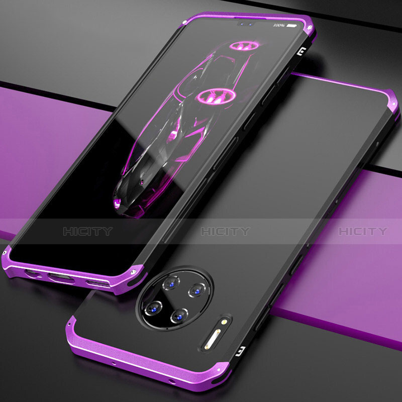 Custodia Lusso Alluminio Cover T03 per Huawei Mate 30 Pro 5G Viola e Nero