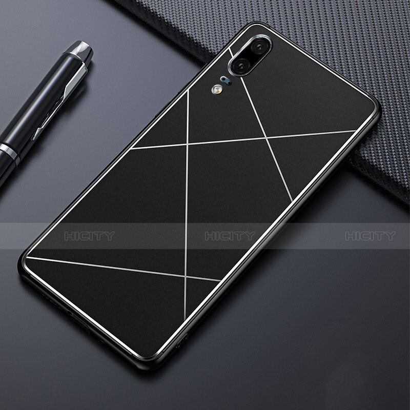 Custodia Lusso Alluminio Cover T04 per Huawei P20 Nero