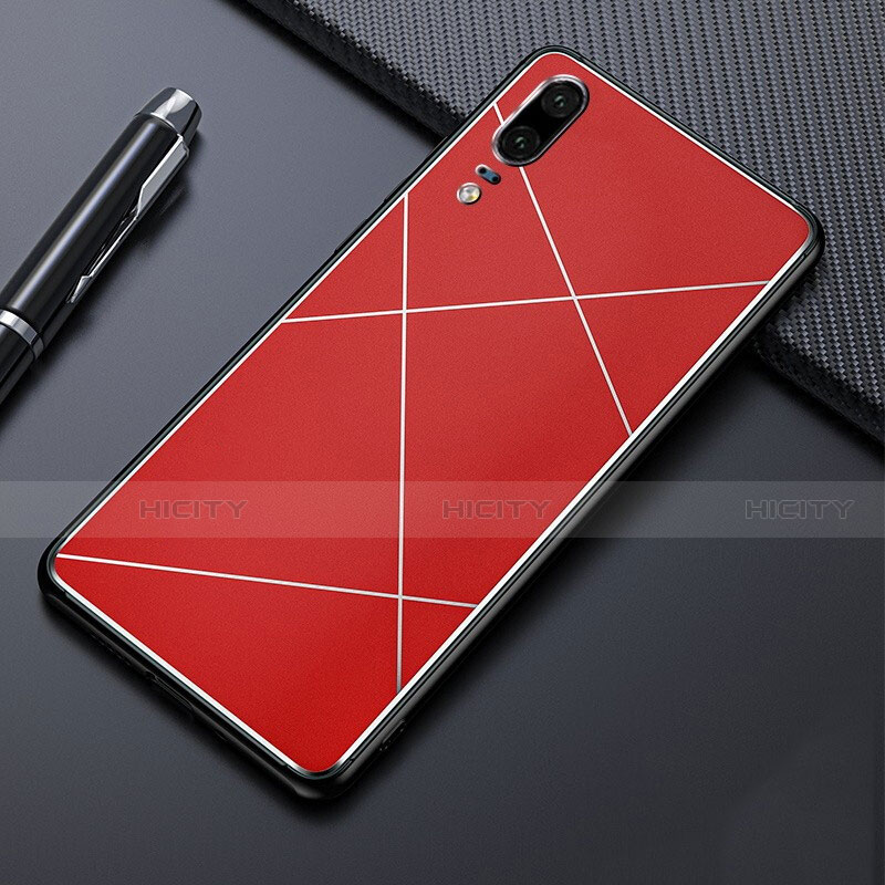 Custodia Lusso Alluminio Cover T04 per Huawei P20 Rosso