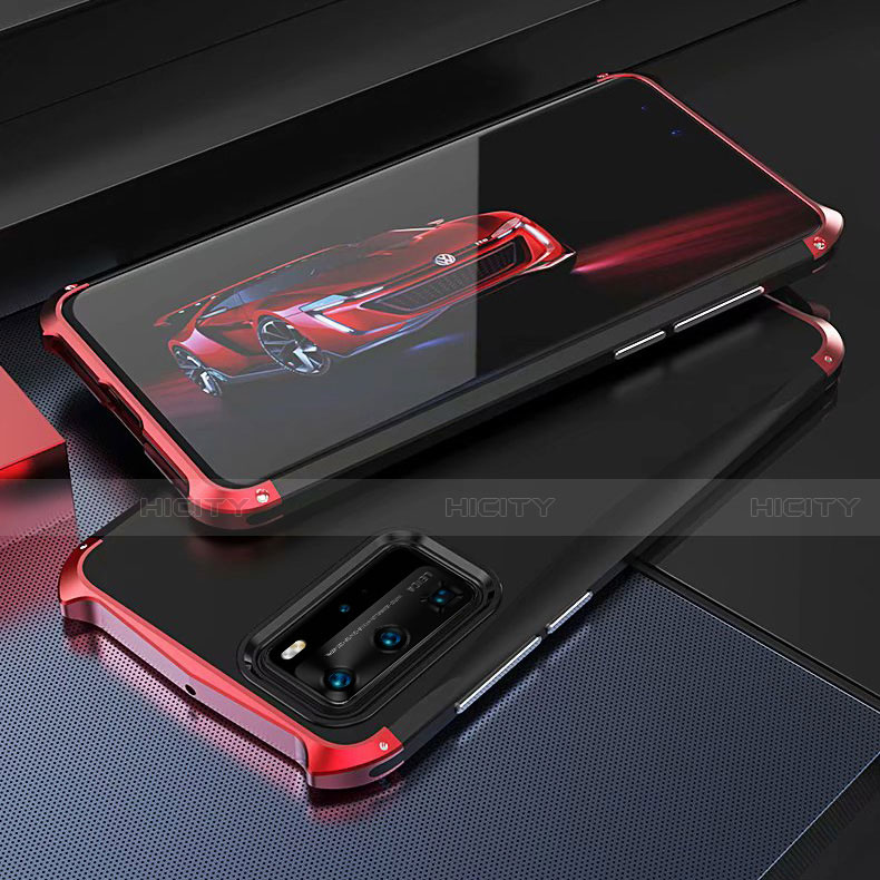 Custodia Lusso Alluminio Cover T05 per Huawei P40 Pro Rosso