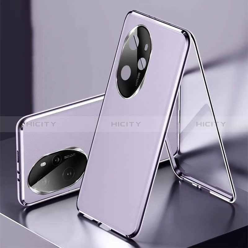 Custodia Lusso Alluminio e Pelle Cover 360 Gradi P01 per Huawei Honor 100 Pro 5G