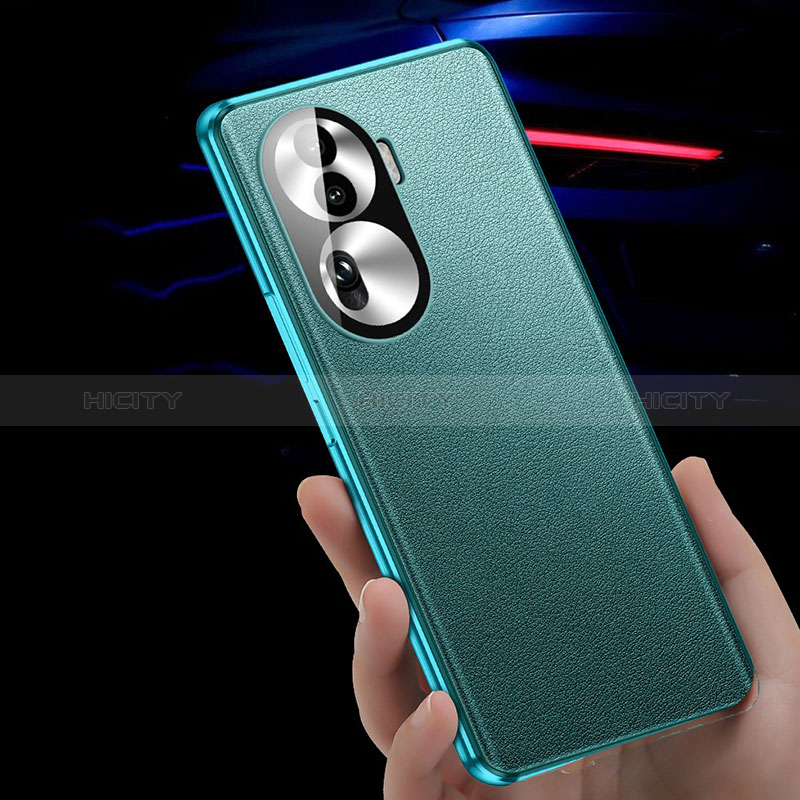 Custodia Lusso Alluminio e Pelle Cover 360 Gradi P01 per Oppo Reno11 Pro 5G