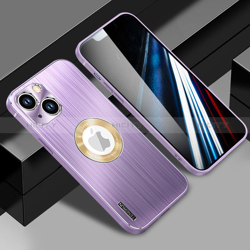 Custodia Lusso Alluminio e Silicone Laterale Cover con Mag-Safe Magnetic JL1 per Apple iPhone 14 Plus Viola