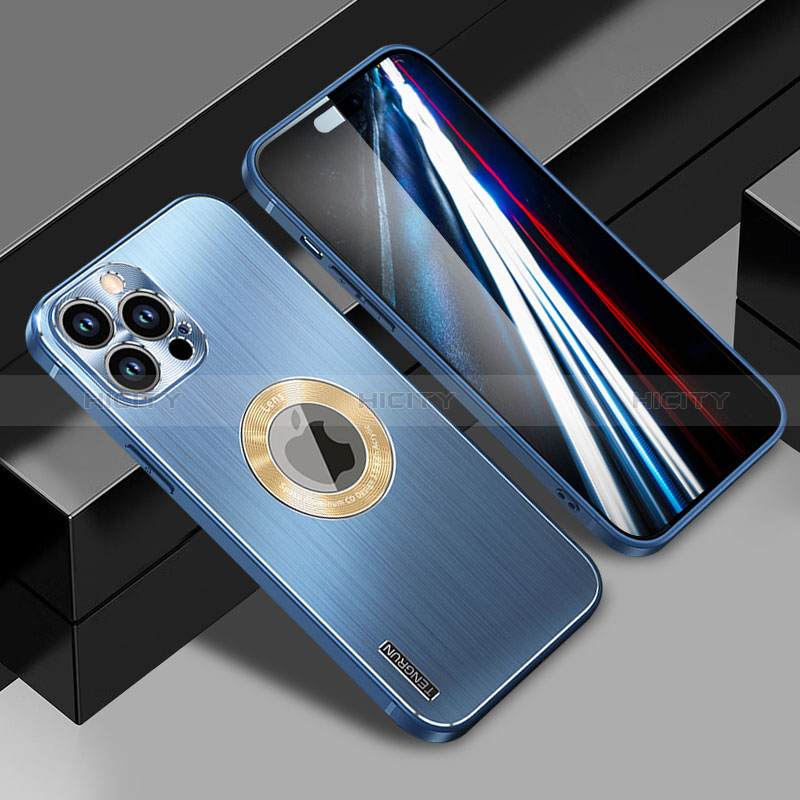 Custodia Lusso Alluminio e Silicone Laterale Cover con Mag-Safe Magnetic JL1 per Apple iPhone 14 Pro Max Blu