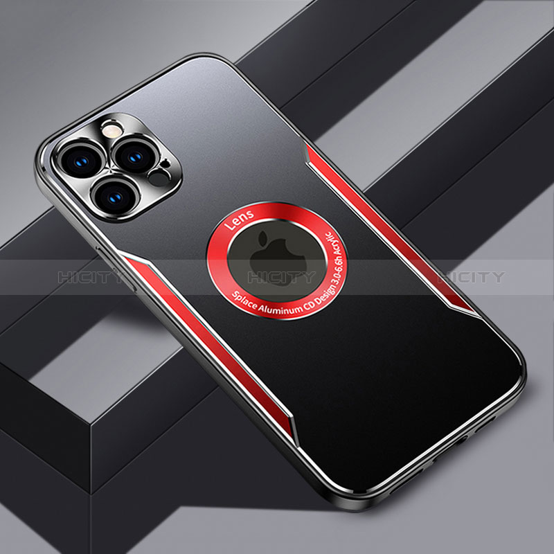 Custodia Lusso Alluminio e Silicone Laterale Cover con Mag-Safe Magnetic JL3 per Apple iPhone 14 Pro Max Rosso