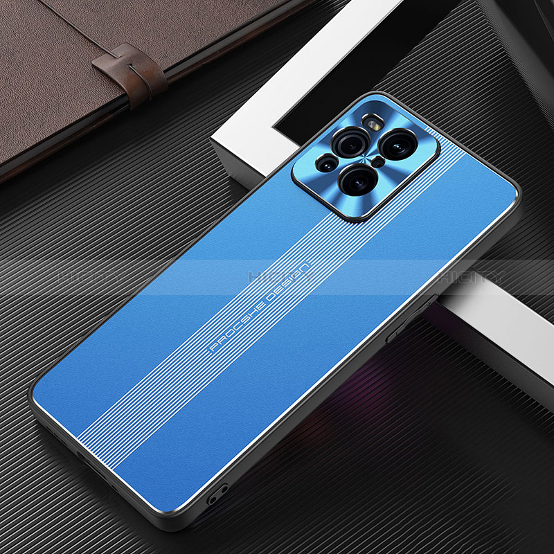 Custodia Lusso Alluminio e Silicone Laterale Cover J01 per Oppo Find X3 5G Blu