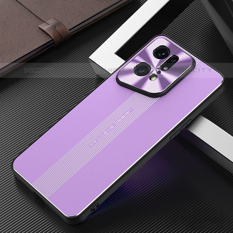 Custodia Lusso Alluminio e Silicone Laterale Cover J01 per Oppo Find X5 Pro 5G Viola