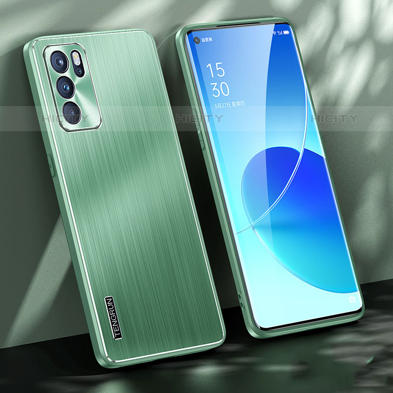 Custodia Lusso Alluminio e Silicone Laterale Cover J01 per Oppo Reno6 Pro 5G India Verde