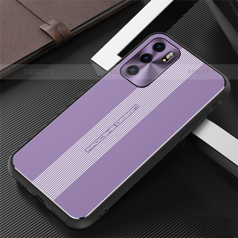 Custodia Lusso Alluminio e Silicone Laterale Cover J02 per Oppo Reno6 5G Viola