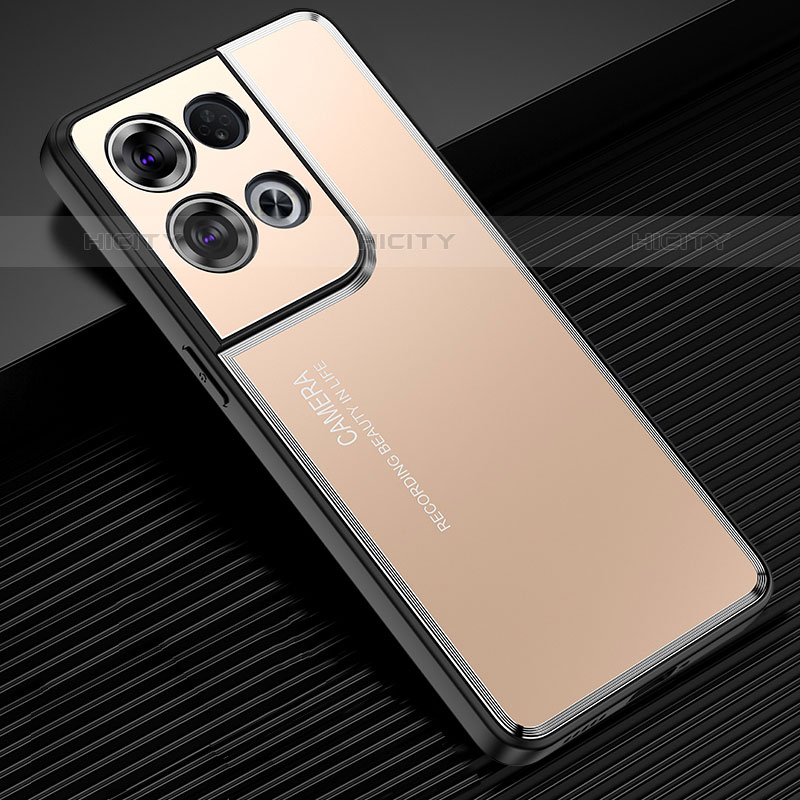 Custodia Lusso Alluminio e Silicone Laterale Cover J02 per Oppo Reno9 Pro 5G Oro