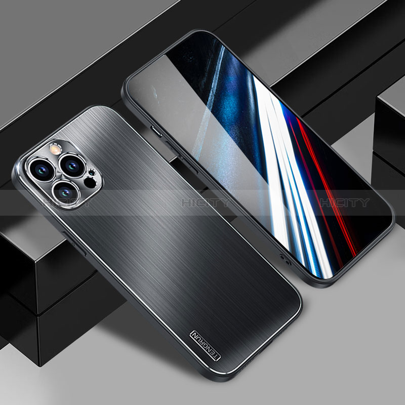 Custodia Lusso Alluminio e Silicone Laterale Cover JL1 per Apple iPhone 13 Pro Nero
