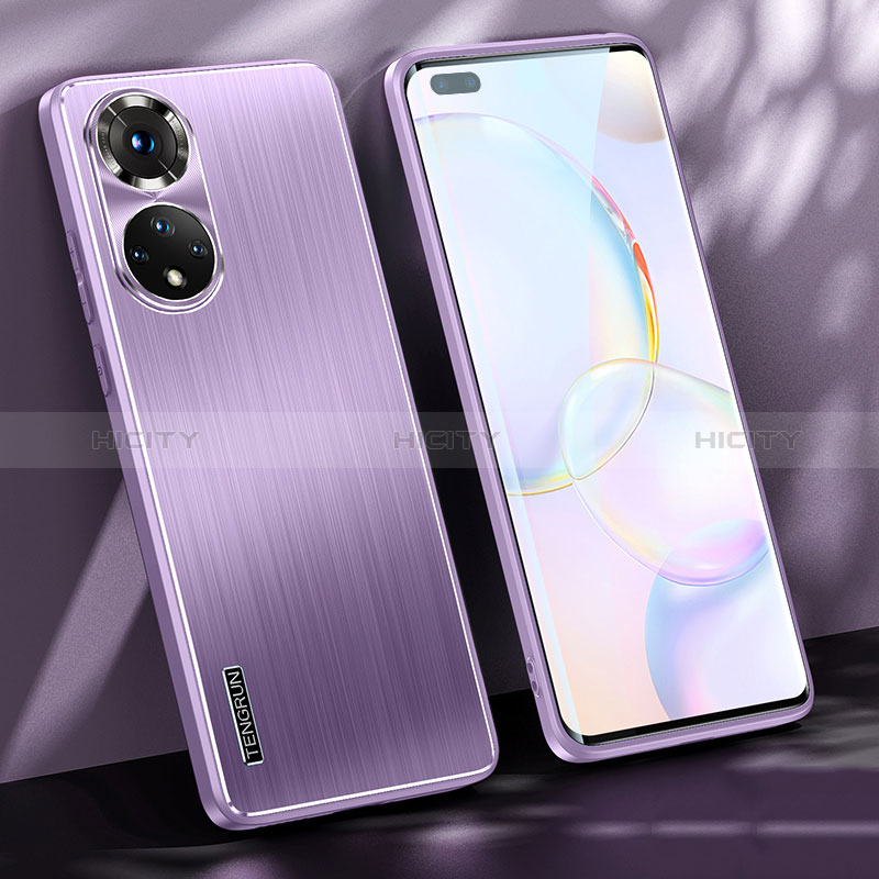 Custodia Lusso Alluminio e Silicone Laterale Cover JL1 per Huawei Honor 50 Pro 5G Viola