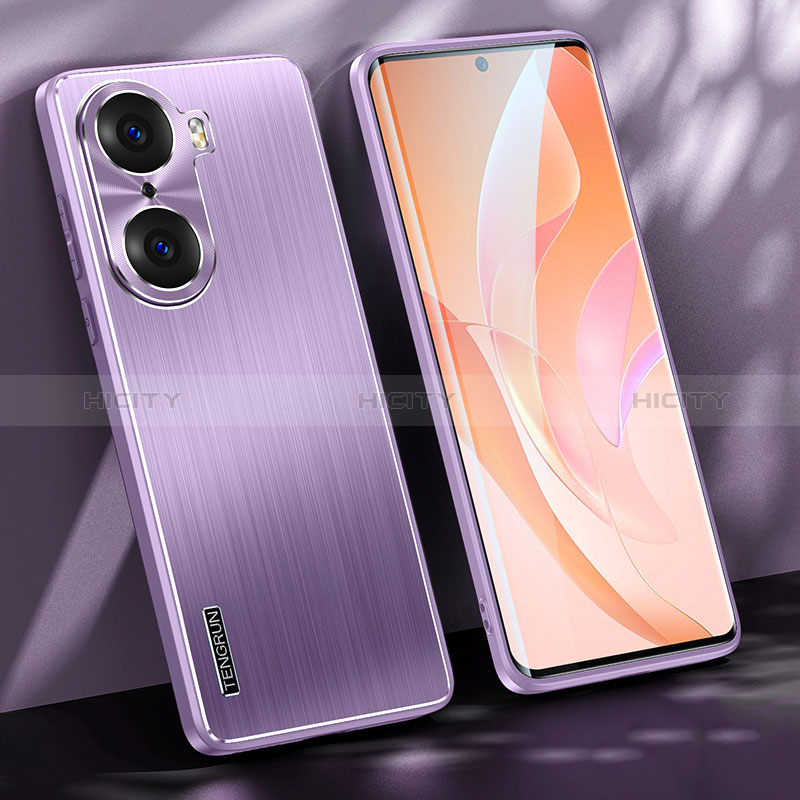 Custodia Lusso Alluminio e Silicone Laterale Cover JL1 per Huawei Honor 60 Pro 5G Viola