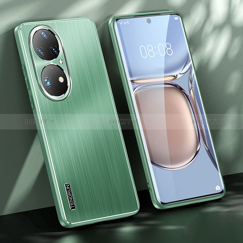 Custodia Lusso Alluminio e Silicone Laterale Cover JL1 per Huawei P50 Pro Verde