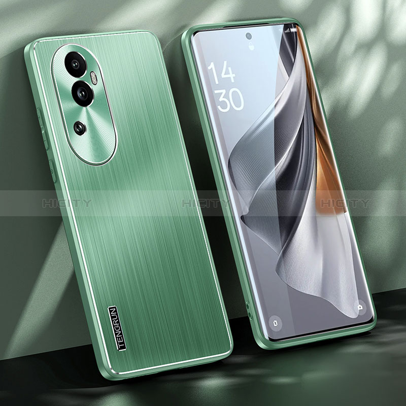 Custodia Lusso Alluminio e Silicone Laterale Cover JL1 per Oppo Reno10 Pro+ Plus 5G Verde