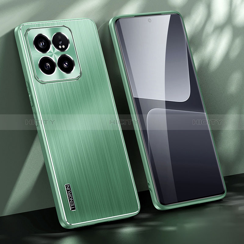 Custodia Lusso Alluminio e Silicone Laterale Cover JL1 per Xiaomi Mi 14 5G Verde