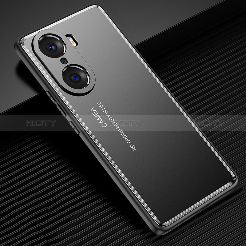 Custodia Lusso Alluminio e Silicone Laterale Cover JL2 per Huawei Honor 60 Pro 5G Nero