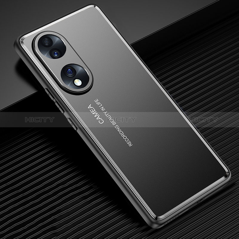 Custodia Lusso Alluminio e Silicone Laterale Cover JL2 per Huawei Honor 70 5G Nero