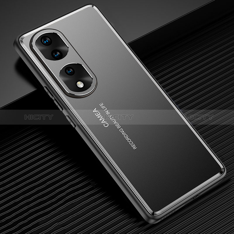 Custodia Lusso Alluminio e Silicone Laterale Cover JL2 per Huawei Honor 70 Pro+ Plus 5G Nero