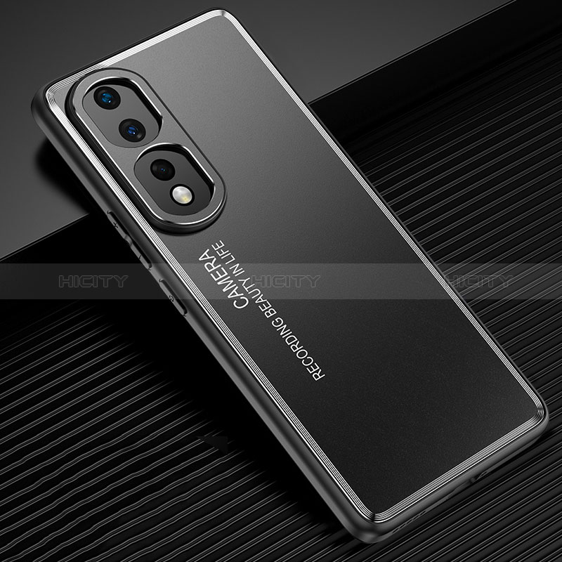 Custodia Lusso Alluminio e Silicone Laterale Cover JL2 per Huawei Honor 80 Pro 5G Nero