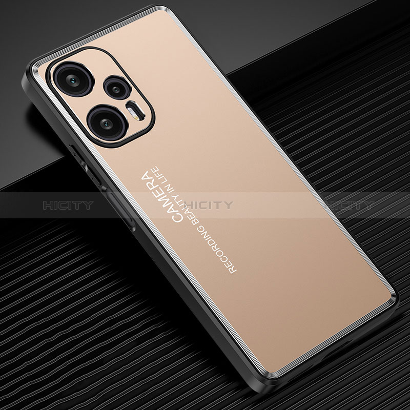 Custodia Lusso Alluminio e Silicone Laterale Cover JL2 per Xiaomi Poco F5 5G Oro