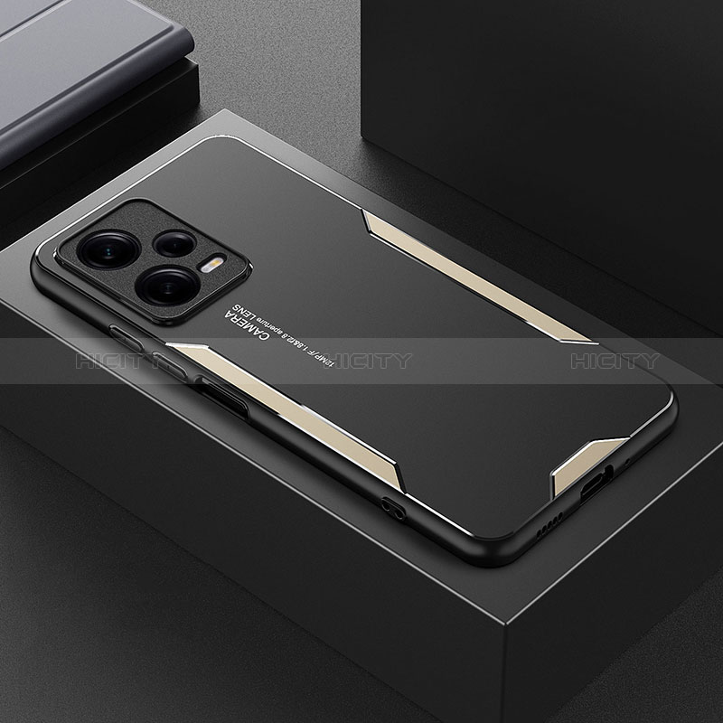 Custodia Lusso Alluminio e Silicone Laterale Cover JL2 per Xiaomi Redmi Note 12 Explorer Oro